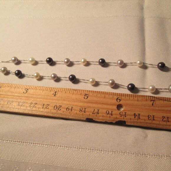 Elegant 14K White Gold Necklace with Multicolored Cultured Pearls β 16β - Picture 6 of 7